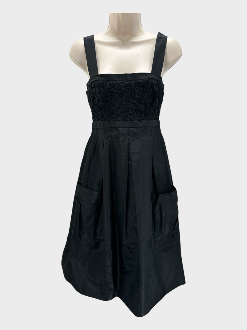 Vera Wang Black Silk Taffeta Cocktail Dress Pockets Dark Coquette Prom Hoco 2